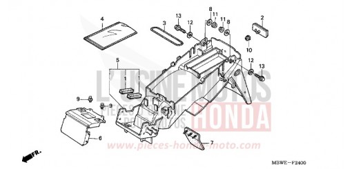 GARDE-BOUE ARRIERE (CBR600F/F44) CBR600F4 de 2004